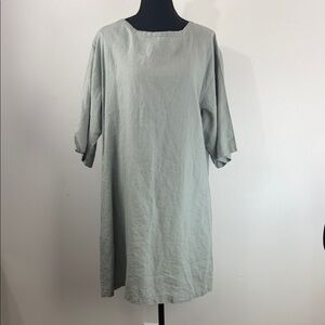 Elegant Gene Kellie Brand Comfy Light Blue Linen Gray Women's Dress XL